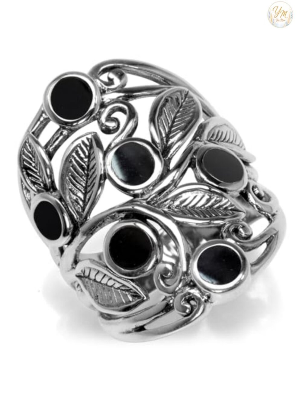 Silvershake 925 Sterling Silver Filigree Leaf Statement Ring Right Hand Jewelry